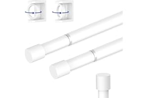 TIEMLET White Spring Tension Rod 2 Pack, Max 18 to 36 Inch Adjustable Tension Rods 24 to 36 inch, No-Drill Easy Installation Rust-Resistant Spring rod, Suitable for Closets Rod, Shoe Cabinets