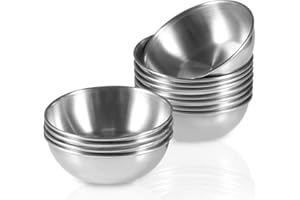 Bicuces 10 Pcs Stainless Steel Bowls Soy Sauce Dish Condiment Sauce Cups Sauce Dish Seasoning Dish Dipping Sauce Bowls Servin
