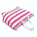 Large Waterproof Striped Tote Beach Bag - Top Zipper Closure - Waterproof Lining - Tote Shoulder Bag For Gym Beach Travel (Striped Pink)