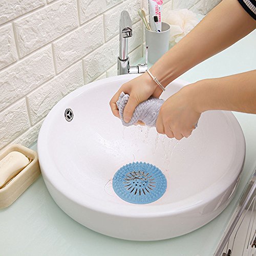 SLOGNNY Rubber Sink Strainer Drain Cover for Kitchen and Bathroom, Collecting Food Scraps Premium Hair Catcher, Widely Compatible and Unimpeded Drainage 5.2 inch 2 Pack (Baby Blue) - Thumbnail 2
