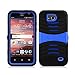 ZTE Maven Z812 (AT&T) - Black and Blue Symbiosis Stormer Impact Resistant Armor Kickstand Case + Atom LED