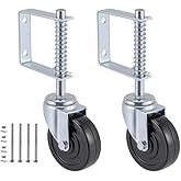gate Wheel for Wooden gate and Fence 4” Heavy Duty Gate Caster Wheel with Spring Loaded 250lbs (4 inch Without Brake, 2 pcs)