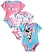 Disney Baby Minnie Mouse 3 Pack Bodysuits, Multi/Blue, 0/3 Months