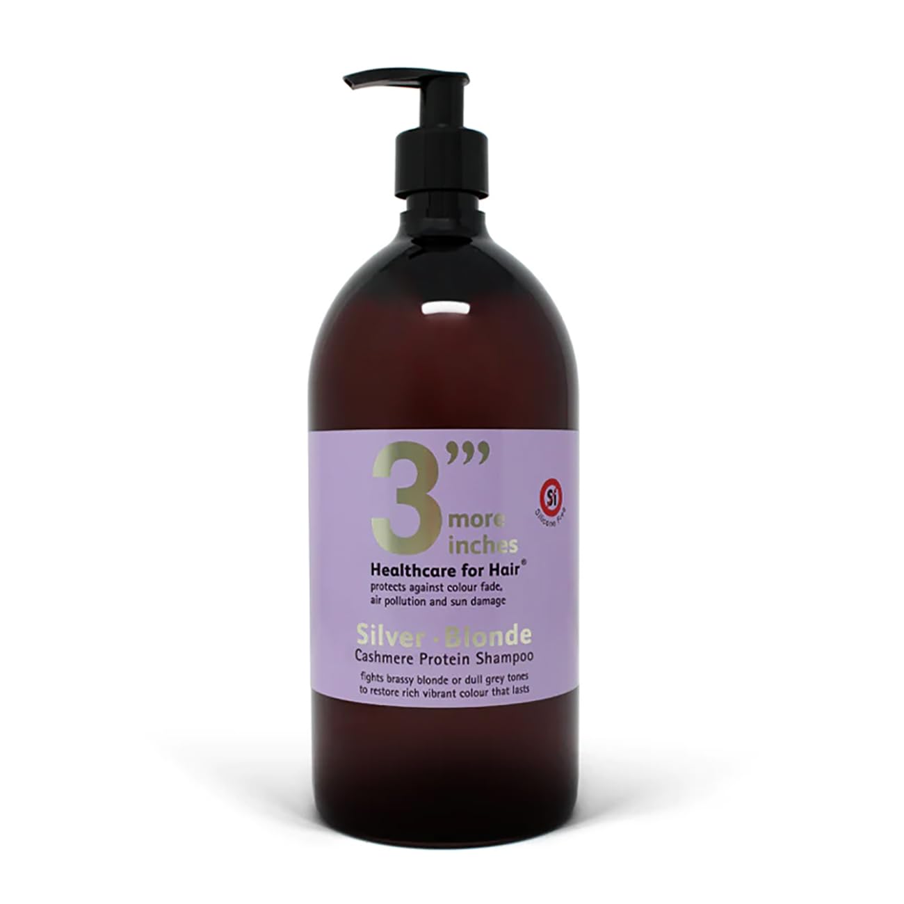 3'''More Inches Cashmere Protein Silver Blonde Shampoo 1L - Fights Dull Grey Tones - Expert Hair Care for Vibrant Silver Blonde Hair