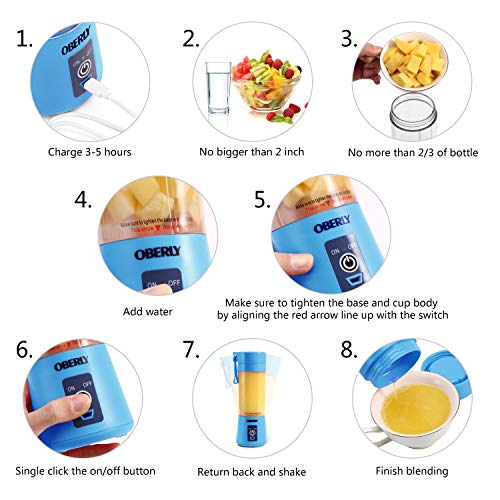 Portable Blender, OBERLY Smoothie Juicer Cup Six Blades in 3D, 13oz