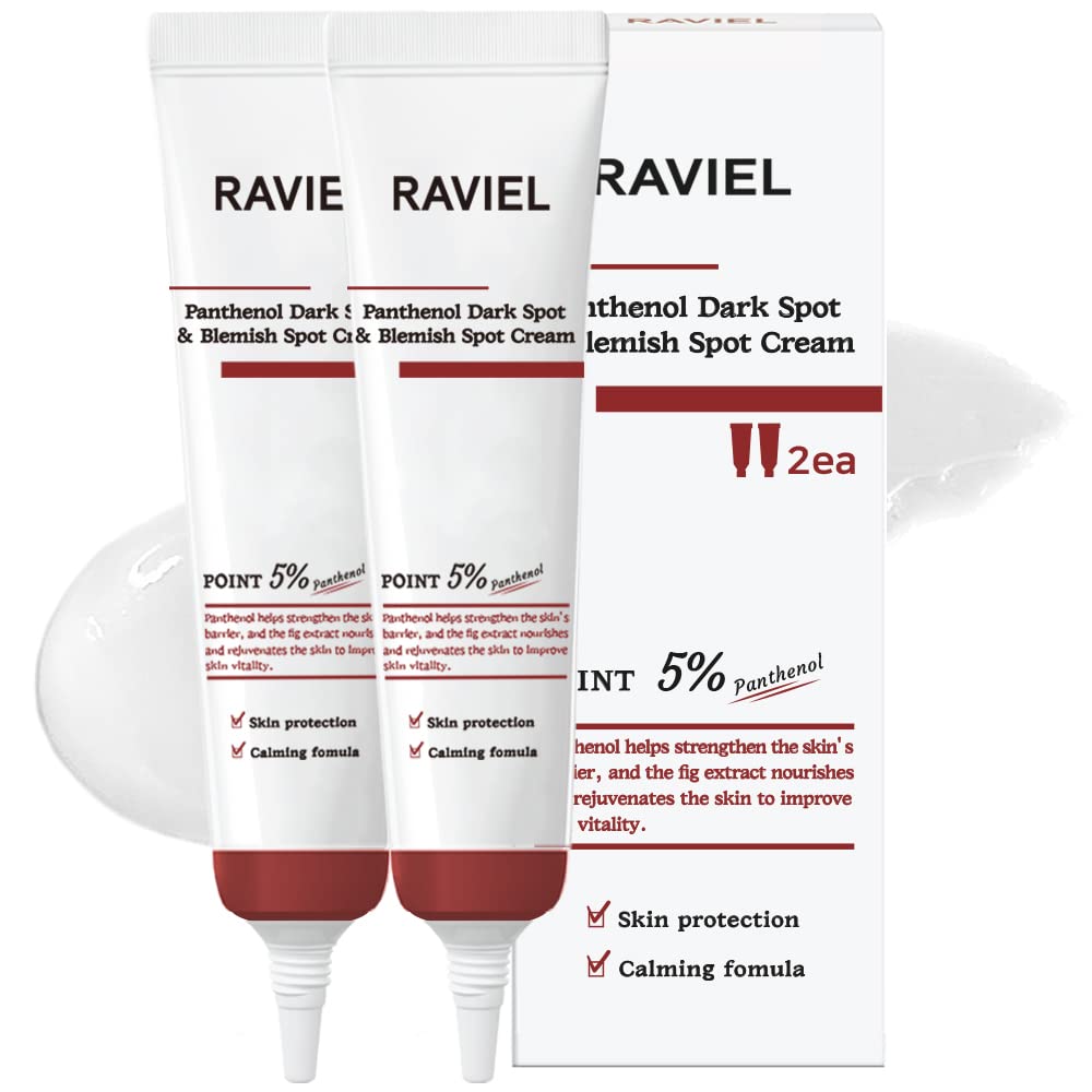 RAVIEL Panthenol Dark Spot & Blemish Care Spot Cream, Intensive Spot Treatment, Deep Hydration, Brightening, Anti aging, Shea Butter, Fig Fruit Extract (0.5 fl oz x 2)