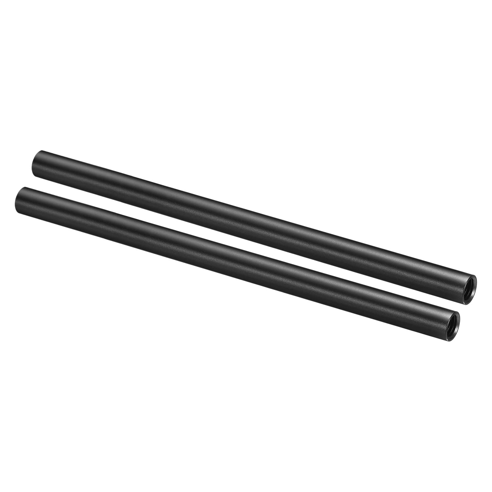 PATIKIL 10 Inch 15mm Rod, 2 Pack Camera Rods with M12 Female Thread Aluminum Alloy for 15mm Rail Support System, Black