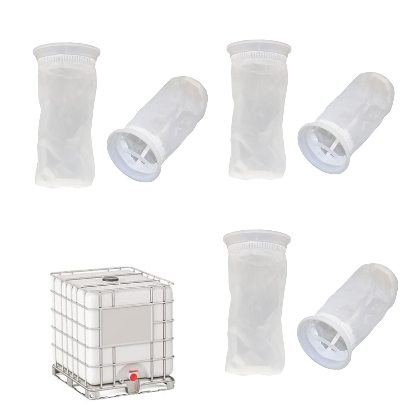 Nylon Filter, 6 Pieces IBC Tank Filter Accessories for Rainwater Tank 1000L with Tap Recovery Filter, Replacement Filter for DN150 Water Recovery Tank, Litres