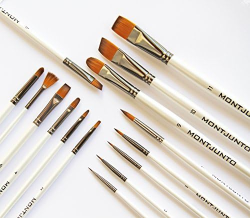 NEW Professional Art Paint Brush set (15) by MontJunto | Great value. For artists, beginners or students. For all art paint oil, acrylic, watercolor, gouache, body/face paint. Zip Case included.