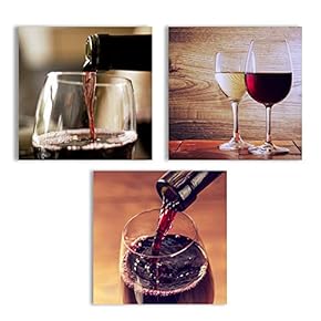 Canvas Wall Art Abstract Vintage Wine Cup Pictures Home Wall Decorations for Kitchen Streched and Framed - 12"x12"x3 Panels
