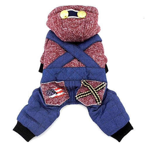 SMALLLEE_LUCKY_STORE   Four Legged Jumpsuits Denim Pants Dog Coat Fleece Hoodies Wine, Brown, XX-Large