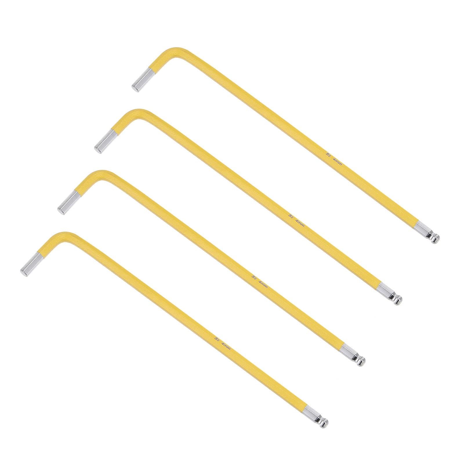 TOP-VIGOR 4Pcs 4mm Ball End Hex Key Wrench, L Shaped Long Arm Ball Point Hexagon Keys Allen Key for Household DIY, Professional Machine Repairing