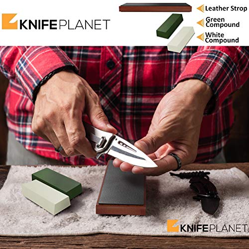 Leather Strop and Stropping Compound Set Complete Knife Strop Block
