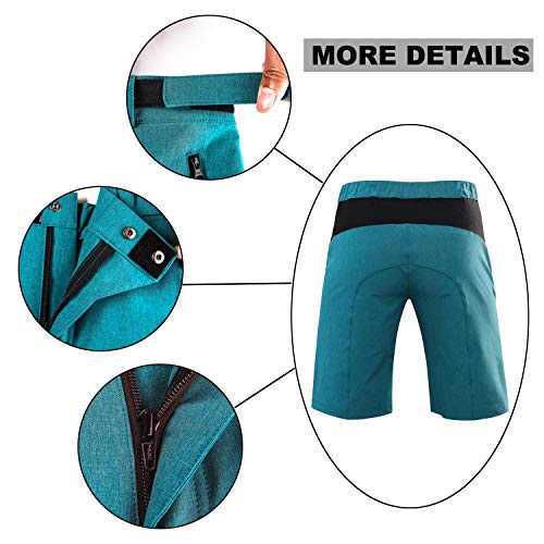 Hiauspor MTB-Cycling-Hiking-Bike-Shorts Blue - Thumbnail 4
