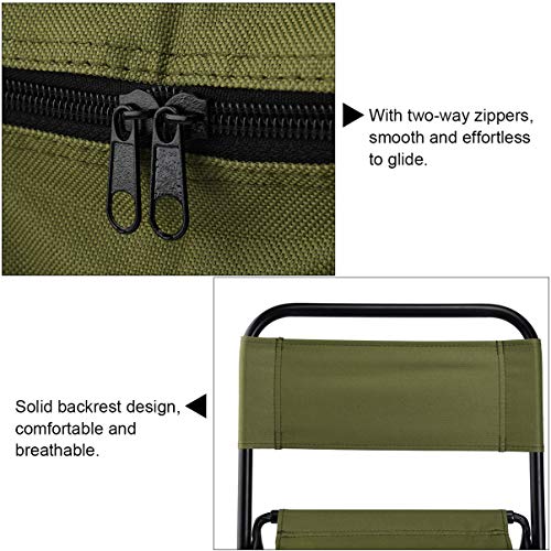 RUNACC Multi-Purpose Cooler Chair Durable Oxford Cloth Folding Chair Outdoor Foldable Chair with Cooler Bag for Hiking, Fishing, Camping and Picnic, Army Green - Thumbnail 4