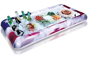 Poolcandy Inflatable Stars & Stripes Buffet Cooler 48" - Indoor Outdoor Party BBQ or Tailgate Serving Tray