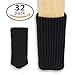 MelonBoat Chair Socks, Furniture Leg Feet Wood Floor Protectors Set, Vertical Knitted, Set of 32 Black