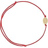 Catholic Town adjustable cord bracelet with Stainless steel Our Lady of Charity "Virgen de la Caridad del Cobre" medal (SSBC2ISMK-RED)
