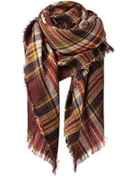 Century Star Women Oversized Knit Scarf Fashion Plaid Warm Scarves Tartan Blanket Shawl Wrap Coffee One Size