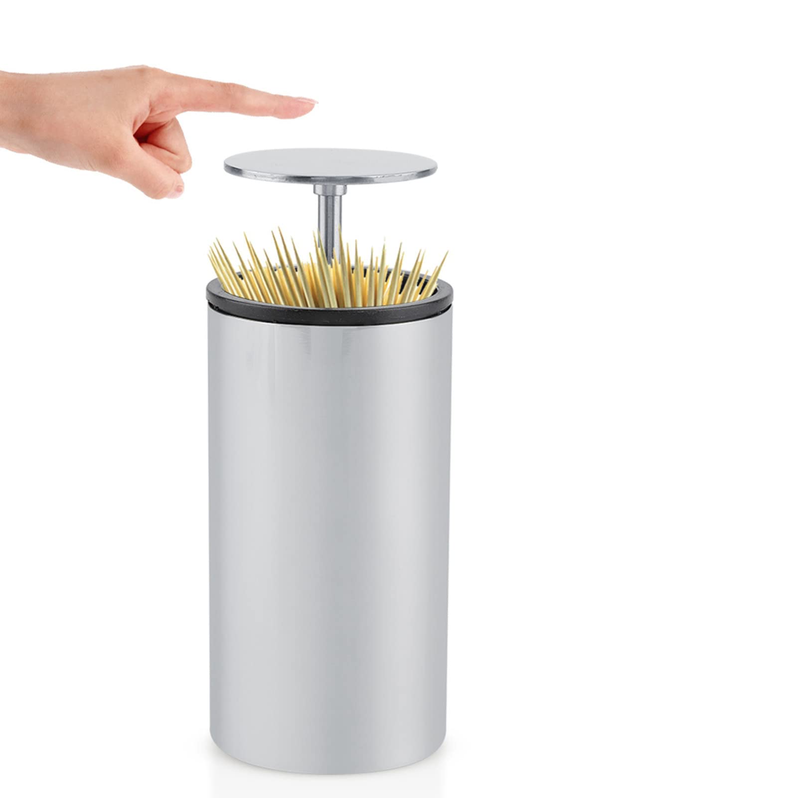 Raguso Automatic Toothpick Dispenser Stainless Steel Up Toothpick Box Case Container for Home Living Room