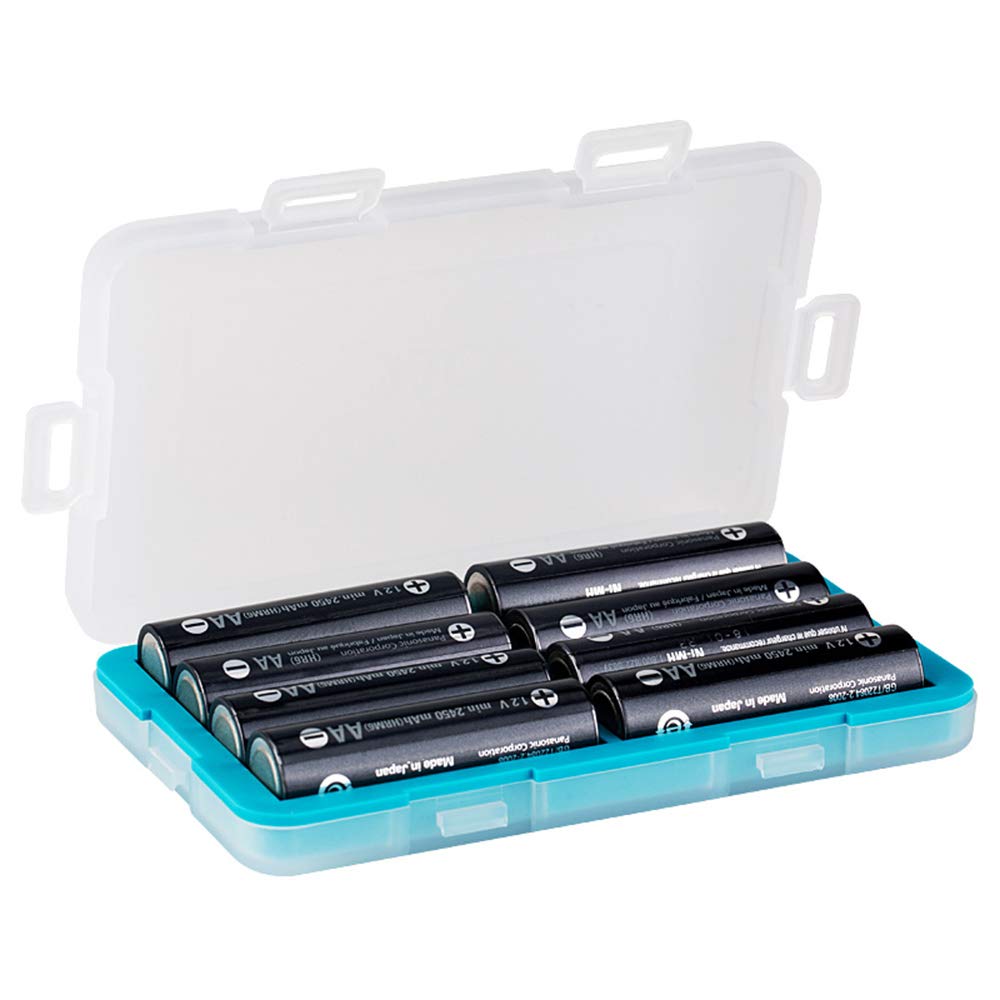 JJC Moistureproof Battery Case Batteries Storage Box Holder Organizer for 8X AA Battery or 14500 Rechargeable Battery, Battery Carrying Case Holder