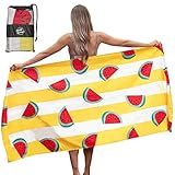 Untold Summer Watermelon Microfiber Beach Travel Towel XL 78x35 - Quick Dry, Compact, Lightweight - Perfect for Swimming and Camping