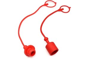 CEKER Pioneer Style ISO A Tractor Hydraulic Coupler - Male Dust Cap & Female Plug Cover with Retention Ring Keeps Cap Attached to Hose