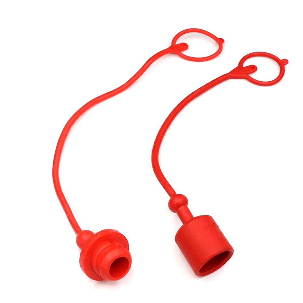 Pioneer Style ISO A Tractor Hydraulic Coupler - Male Dust Cap & Female Plug Cover with Retention Ring Keeps Cap Attached to Hose