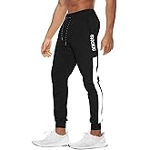 BROKIG Men's Streaks Vent Gym Workout Joggers Pants,Athletic Casual Side Mesh Jogging Sweatpants with Zip Pockets