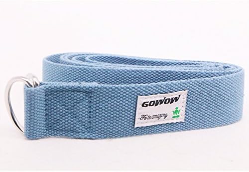 GOWOW 100% Cotton with Metal D-Ring Yoga Strap d ring Fitness Pilates Stretching Belt Strap