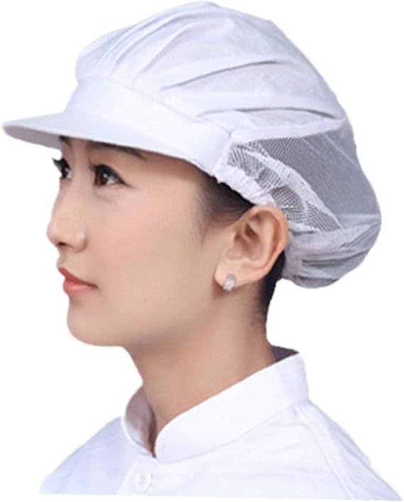 BYFRI Unisex Mesh Chef Hat for Working Catering Elastic Mesh Cap White