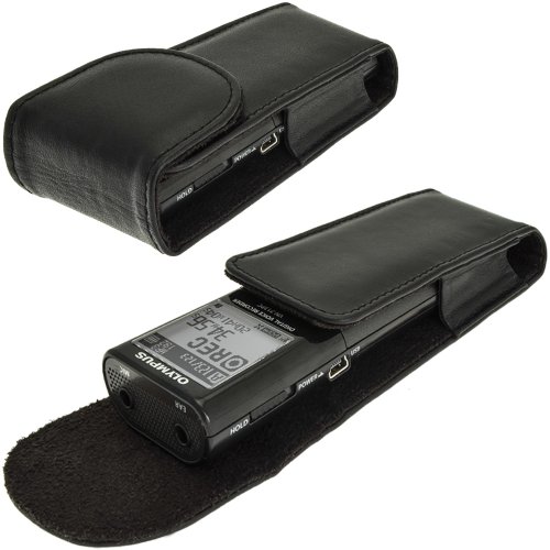 iGadgitz Black Genuine Leather Case Cover for Olympus VN-713PC, VN-732PC & VN-8600PC Digital Voice Recorders - Thumbnail 5