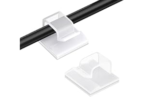TEZOP 30 Pcs Small Clear Adhesive Cable Clips for Cord Management Under Desk Nightstand Phone PC Charger Plug Speaker Cord Holder Keeper Hook Wall Wire Organizer Car Dash Cam Ethernet Christmas Light