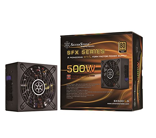 SilverStone Technology 500W SFX-L Form Factor 80 PLUS GOLD Full Modular Lengthened Power Supply with +12V single rail, Active PFC (SX500-LG)