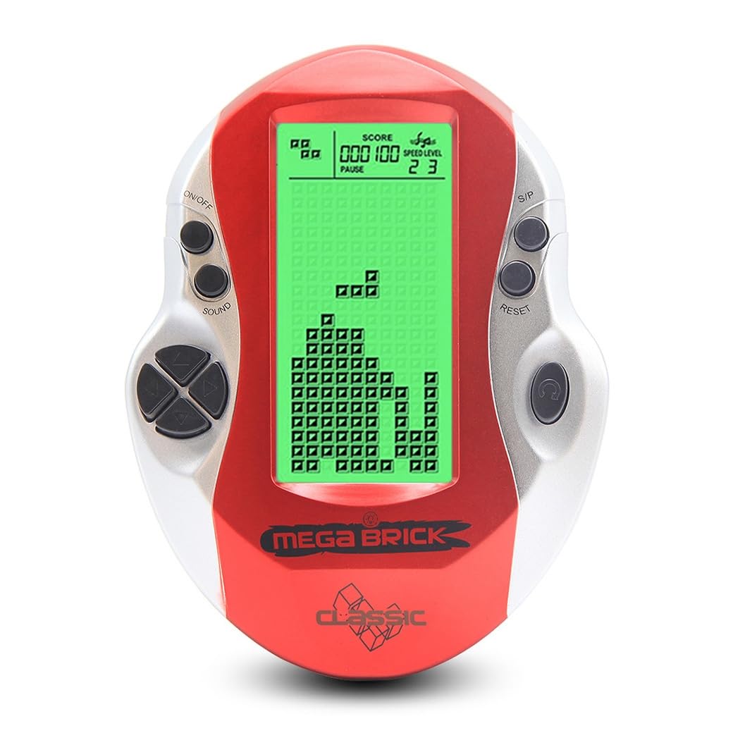 TAQY Creative Block Game console Adjustable Green Backlight 26 Brick Games Tank Battle/Racing Kid's Electronic Game Puzzle Retro Handheld Portable Game Machine Toys Children/Festival Gifts (Red)