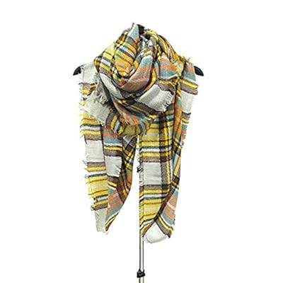Women's Long Plaid Blanket Chunky Oversized Winter/Fall Warm Scarf Big Tartan Scarves Wrap Shawl