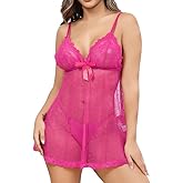 ALOVECDYV Women's Sexy lingerie Lace Babydoll Chemise Sleepwear Black