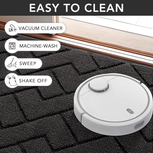 Biscpro Doormat Dark Grey 50 x 80 cm Indoor and Outdoor Washable Door Mat, Waterproof Door Mat, Non-Slip Dirt Trapper Rug for Entrance, Front Door, Patio, Hallway, Garden