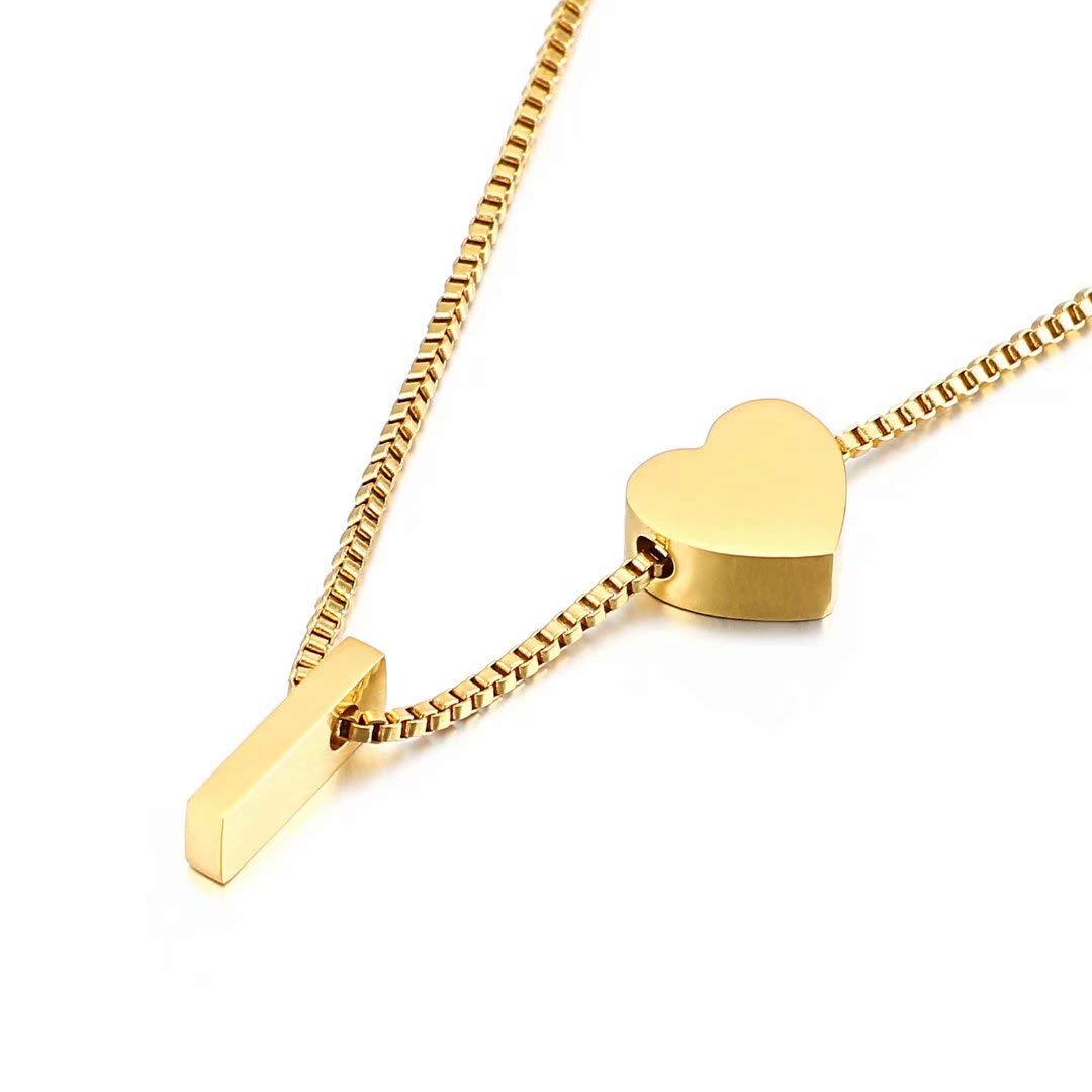Qings Gold Initial Pendant Necklace,Personalized Letter A-Z Exquisite Pendant Minimalist Female Jewelry I Letter Necklace