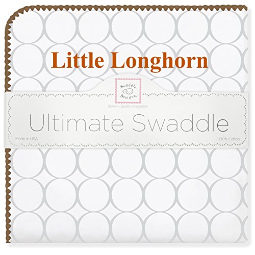 SwaddleDesigns Ultimate Swaddle, X-Large Receiving Blanket, Made in USA Premium Cotton Flannel, University of Texas, Little Longhorn (Mom's Choice Award Winner)