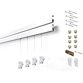 STAS Cliprail Pro Picture Hanging System Set White - Covers 29.53 ft of Wall Space - Heavy Duty Picture Rail &amp; Art Hanging Gallery Kit Without Nails - for Home or Museum (Includes 12 Hooks &amp; Cords)