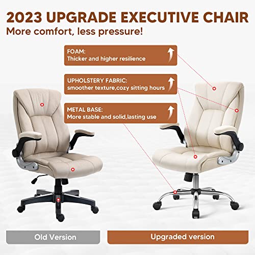 YAMASORO Velvet Fabric Office Chair Ergonomic Executive Chair with