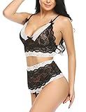 Avidlove Women's 2 Pieces Lingerie Set Babydoll High Waisted Panty Thong For Honeymoon