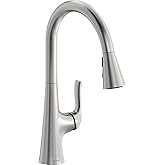 Elkay Harmony Single Hole Kitchen Faucet with Pull-down Spray and Forward Only Lever Handle, Lustrous Steel - LKHA1041LS