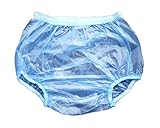 Haian Adult Incontinence Pull-on Plastic Pants Color Transparent Blue (Large)
