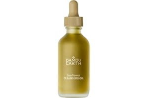 Bambu Earth Sunflower Cleansing Oil - Daily Face Cleanser & Makeup Remover for Clear Skin - Gentle Sunscreen and Makeup Remover, Essential Skincare with Organic Sunflower and Safflower Oils - 2 Fl. oz