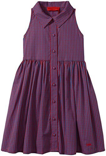 Sonia Rykiel Enfant Sleeveless Plaid Button Down Dress, Poppy/Duck, 12 Years