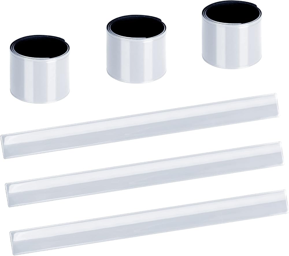 URAQT Reflective Slap Bands 6 pcs White Safety Wrist Ankle Bands for Run/Cycle