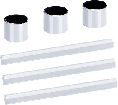 URAQT Reflective Slap Bands 6 pcs White Safety Wrist Ankle Bands for Run/Cycle