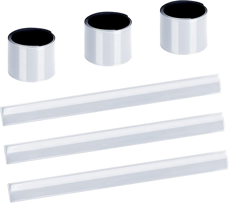 URAQT Reflective Slap Bands 6 pcs White Safety Wrist Ankle Bands for Run/Cycle